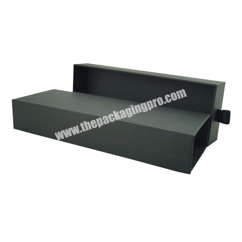 Matte Black Paper Luxury Personal Custom Logo Stamping  Drawer Paper Box Flatware Gift Packaging