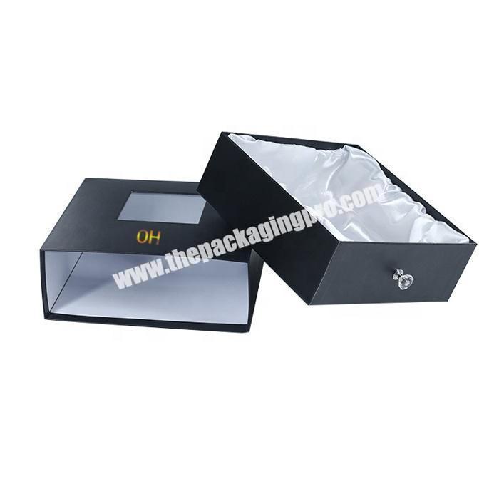 Matte laminated black drawer paper gift box for hair packaging