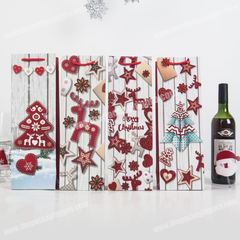 Merry Christmas decorations party favor red wine paper bag