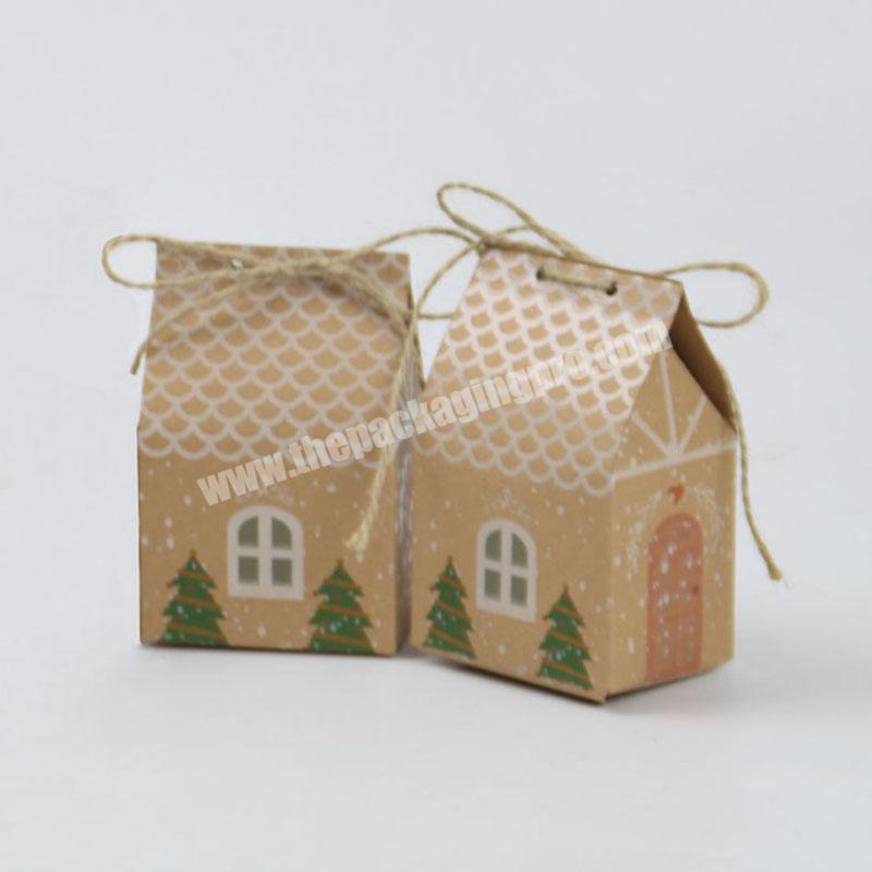Merry Christmas Paper Bag Christmas Tree Food Cookie Gift Packing Bag Gift Paper Bag Kraft Candy Food Cookies Box with string