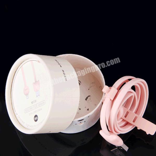 Mini Design Electronic Products Pink Round Packaging Box for Cable with Lid