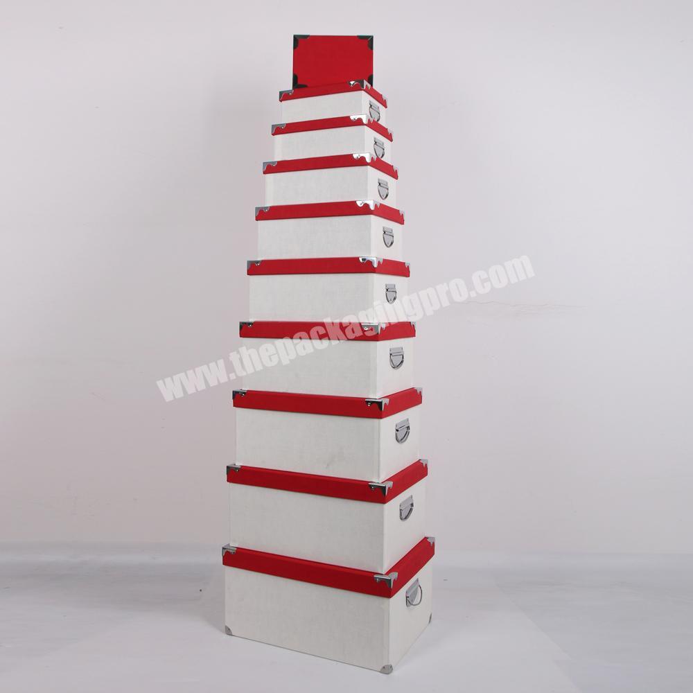 Modern Rectangle Cardboard Packing Box With Metal Handle And Corner