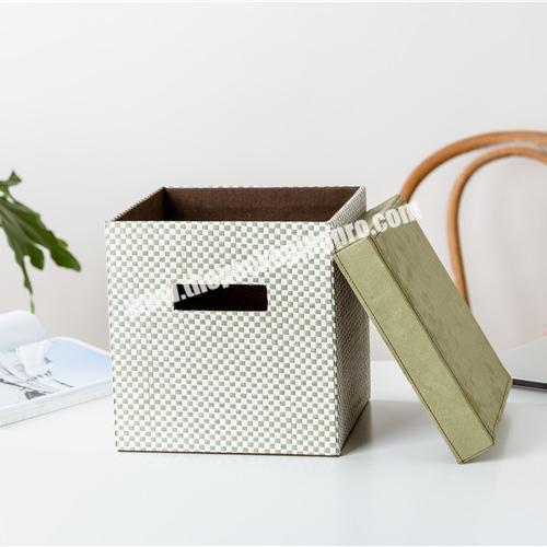 Modern style home office organizer square green decorative storage boxes  toy storage box with lid
