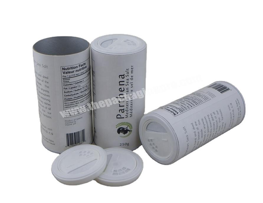 Moisture Proof Aluminum Foil Liner Mediterranean Sea Salt Packaging Paper Tube with Plastic Shaker Top