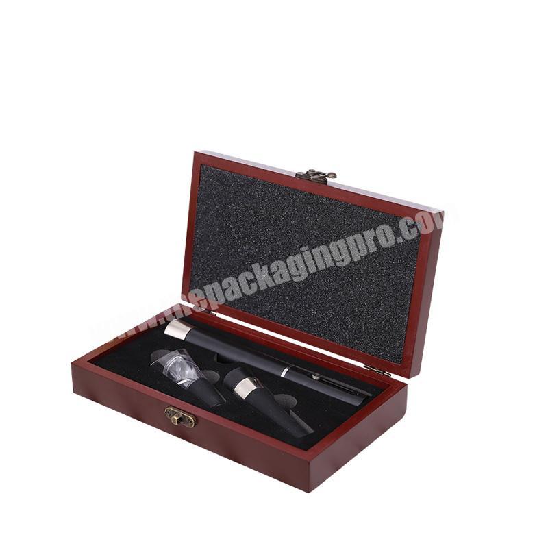 Most popular High grade 3pcs air pressure opener vacuum stopper wine opener gift sets in wooden box with Customized Logo