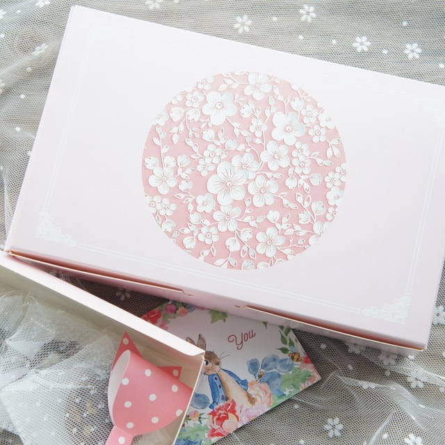 new 21.6*5*13.5cm 10pcs pink wintersweet design Paper Box Cookie candy gifts Container snacks baby shower Christmas Use