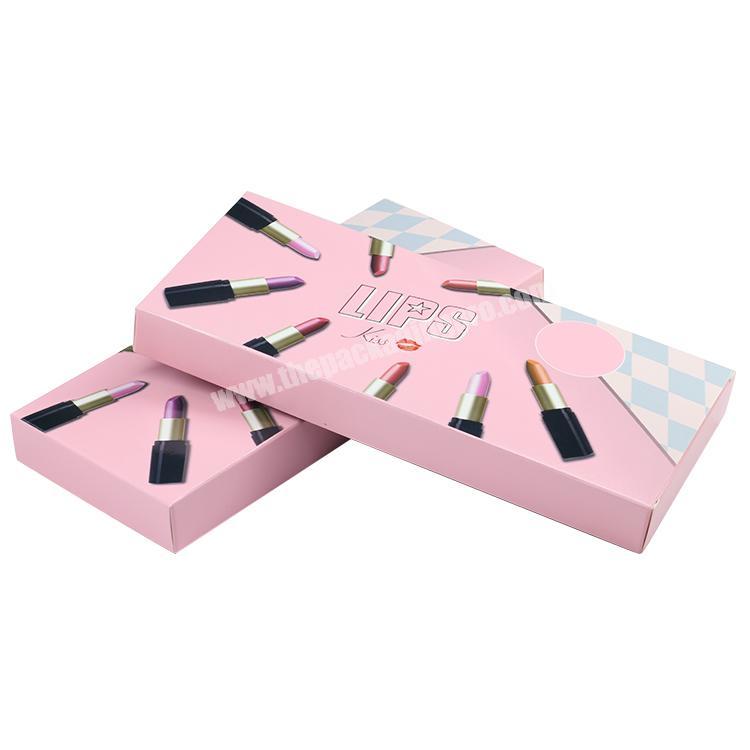 New 400gsm paper custom printing pink custom packaging box for lipstick