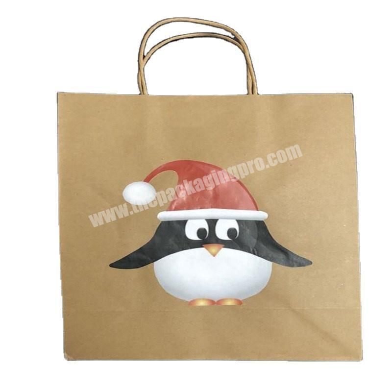 New and exquisite Custom Popular Print Christmas Santa Pattern christmas portable gift paper bags