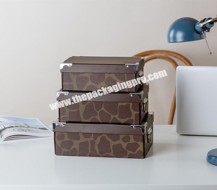 New -arrival durable rectangle book photo storage box  paper storage box with metal handle