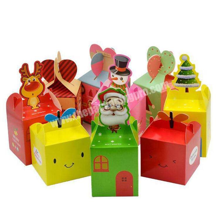New Arrival High Quality Different Shape Cute Christmas Candy Package Paper Box Wholesale With Handle
