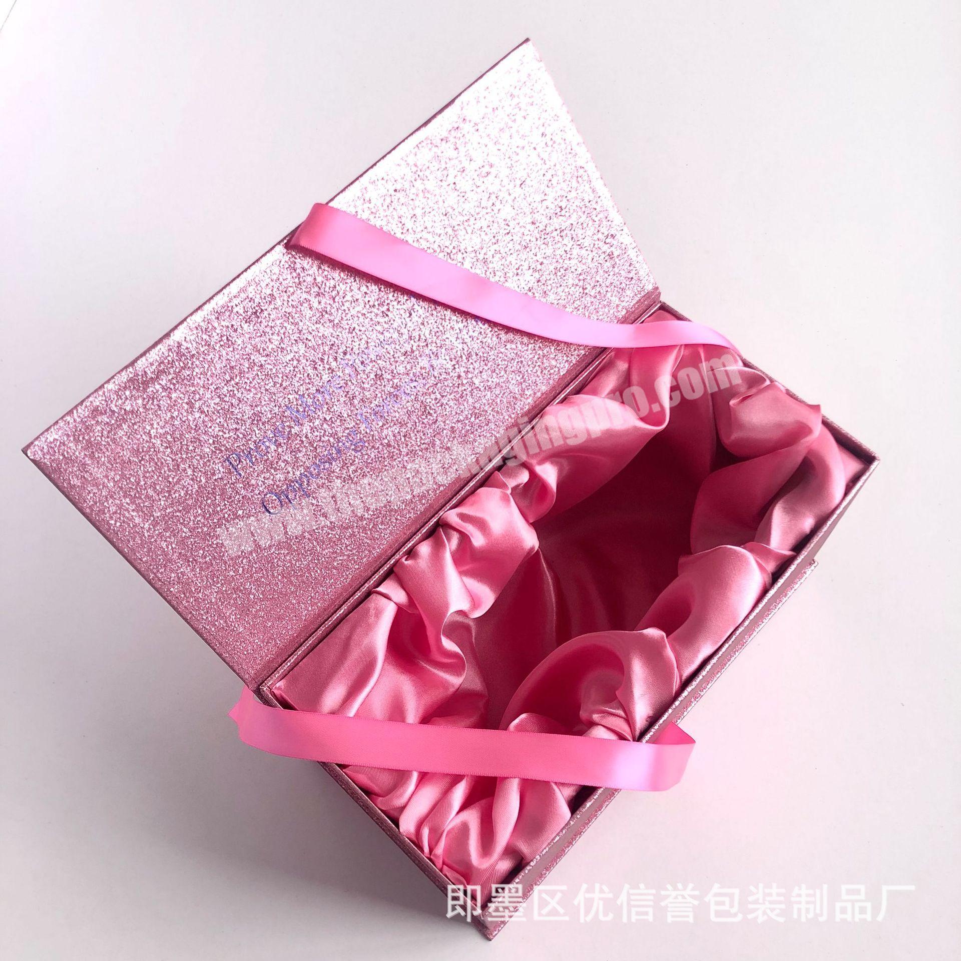 New arrival pink color special paper material customized logo cosmetic wig packaging boxes mask essential oil gift box