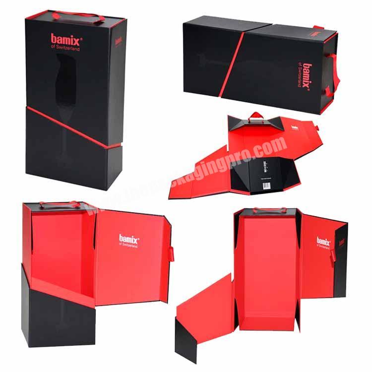 New Black and red Foldable Folding box Collapsible Color Paper Gift Box With Magnetic Paper gift wine box in packaging boxes