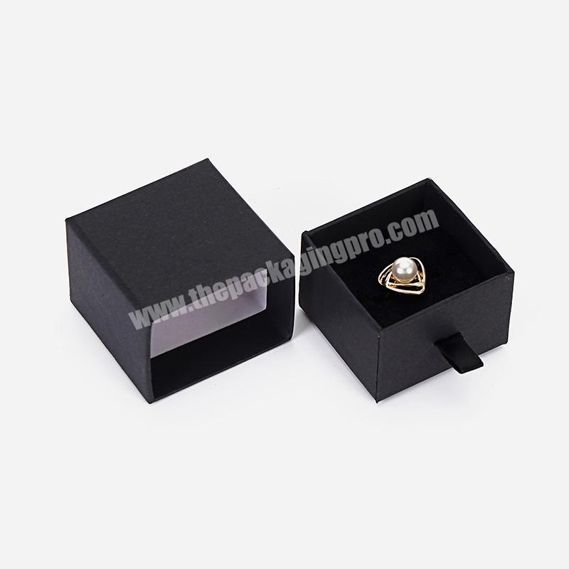 New black paper JEWELRY RING BOX drawer cardboard packaging box Ring Jewelry Box with logo