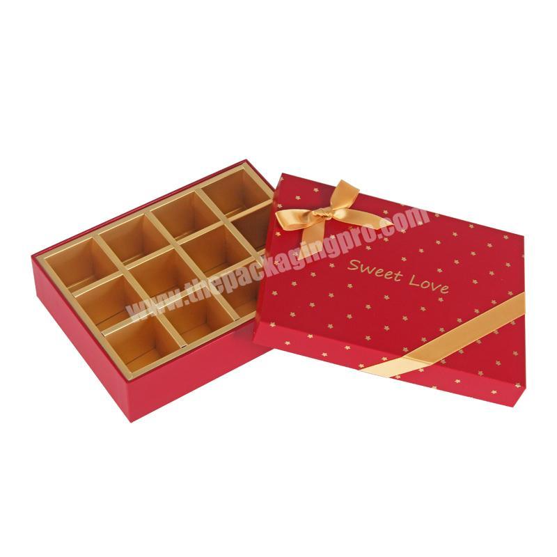 New chocolate boxes lid and base box gift paper package with ribbon