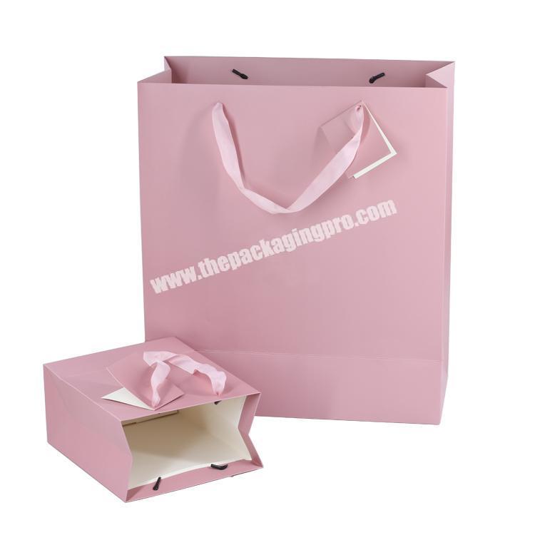 New custom logo packaging gift bag , custom paper bag pink for wholesale