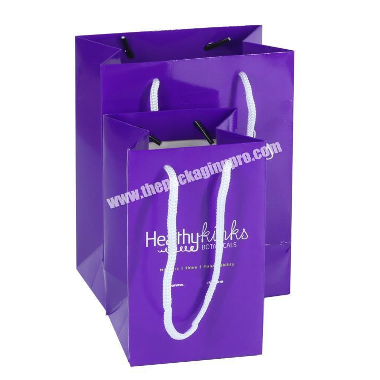New custom logo packaging gift bag , custom purple paper bag Bolsa de papel