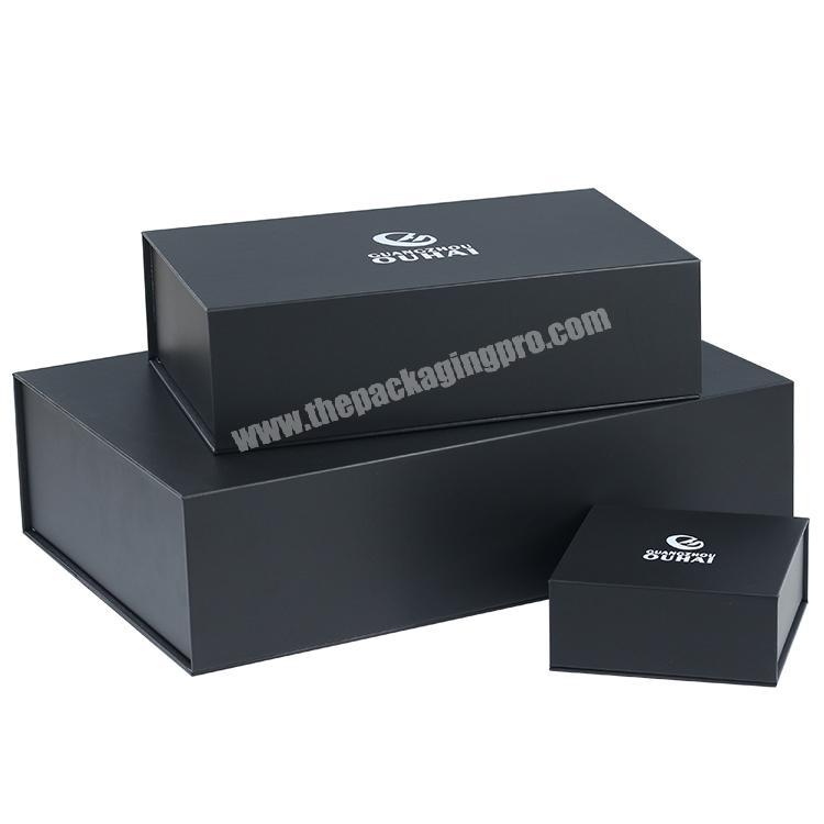 New custom logo skin care cosmetic product packaging black gift paper box with magnetic lid