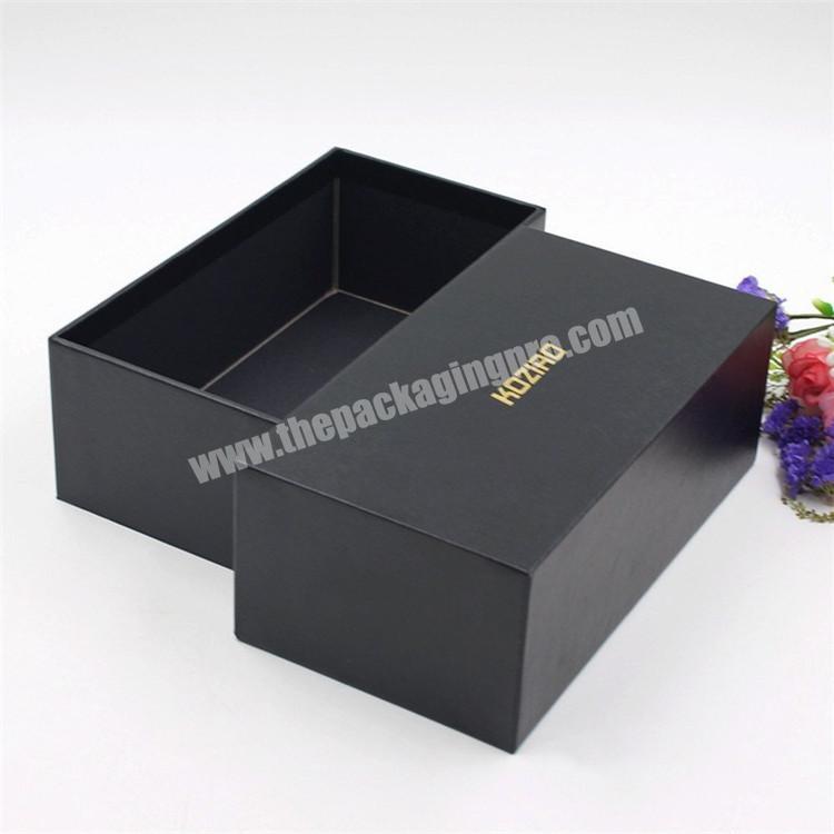New Design Black Shoe Gift Cardboard Box Sock Bra Underwear Rigid Packaging Paper Boxes with Lid and Base