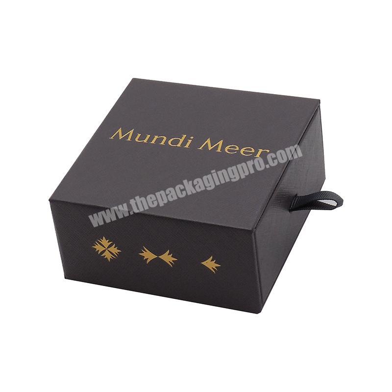 New Design Custom Handmade Small Luxury Wedding Paper Packaging Jewelry Drawer Gift Box With Ribbon Pulling