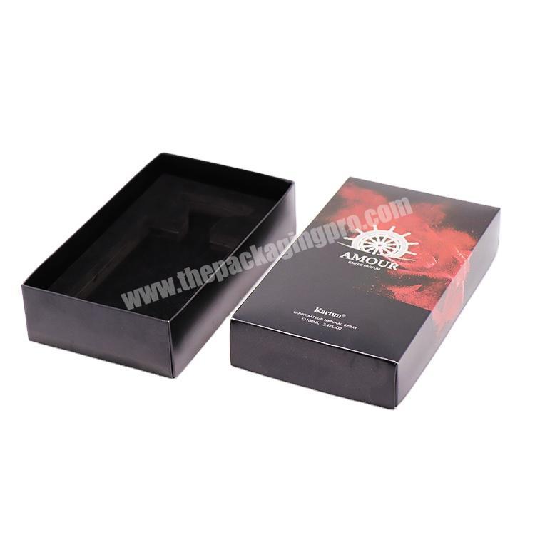 New Design Custom Luxury Black Paper Perfume Packaging Box Printing