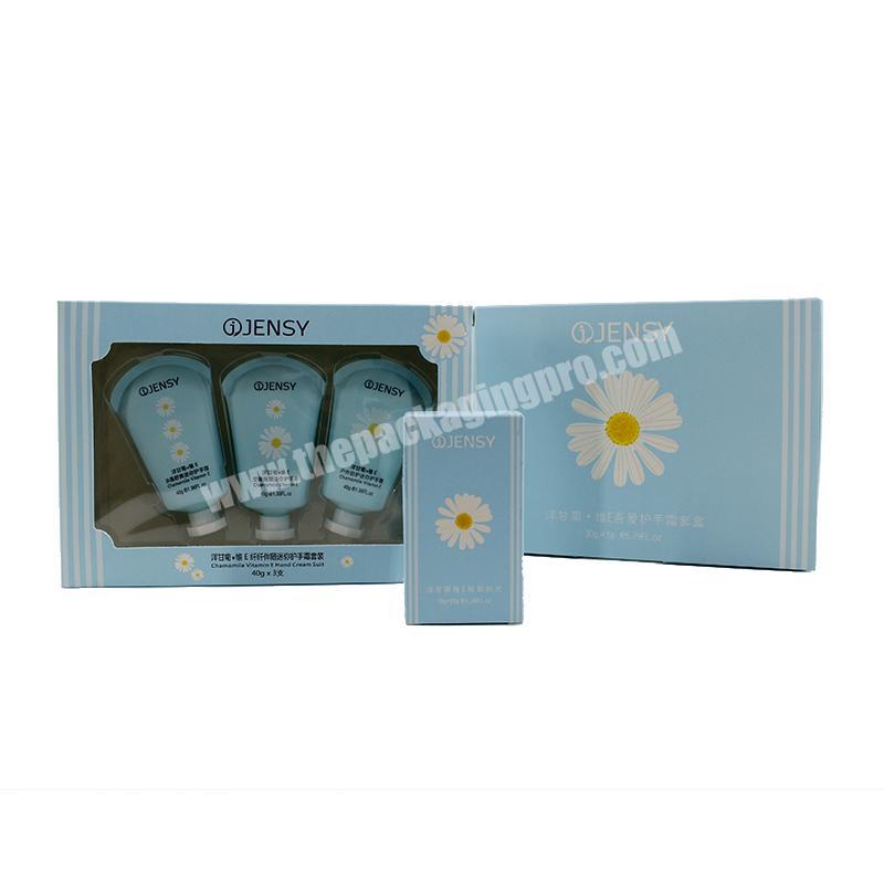 New Design Custom Paper Board Boxes Packaging With Window For Hand Nail Cream Sets