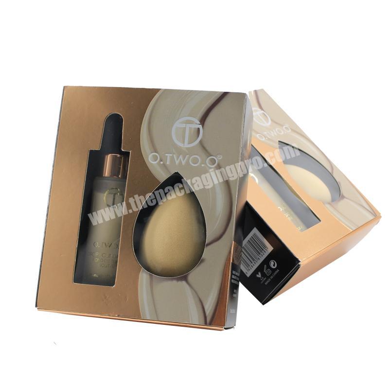 New design custom size Cosmetic compact powder paper packaging box with window