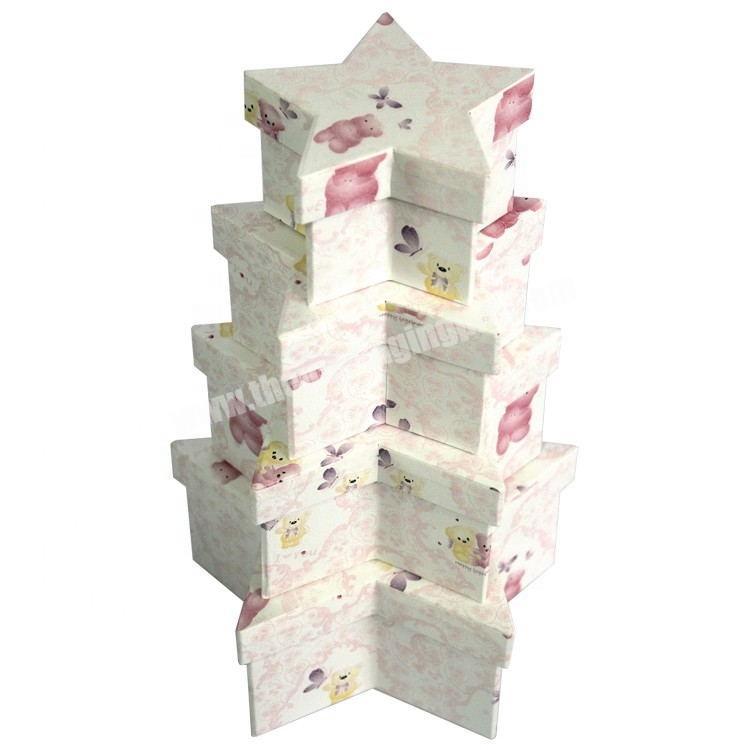 New Design Gift Tower Boxes Star Shape Attractive Design Cheap Paper Box Bear Pattern Gift Box Paper With Lid