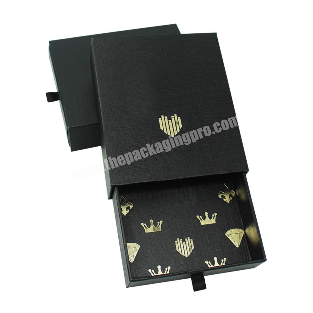 New Design High Quality Box Drawers Slides, Cheap Wholesale Printing Custom Logo Drawer Style Black Jewelry Packaging Box