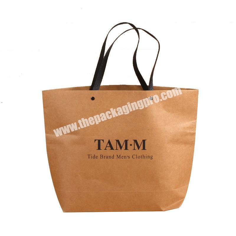 New Design High Quality Customized  Washable Eco-friendly Kraft Paper Shopping  Bag With Handle Tote Take Away Bag