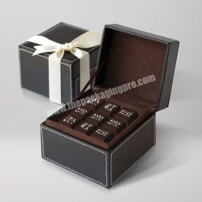 New Design Leather Gift Boxes for 18 Chocolates with Ribbon