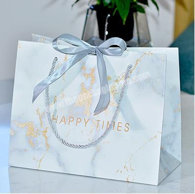 New Design Luxury Custom Printing Logo Shopping Gift Paper Bag With Ribbon