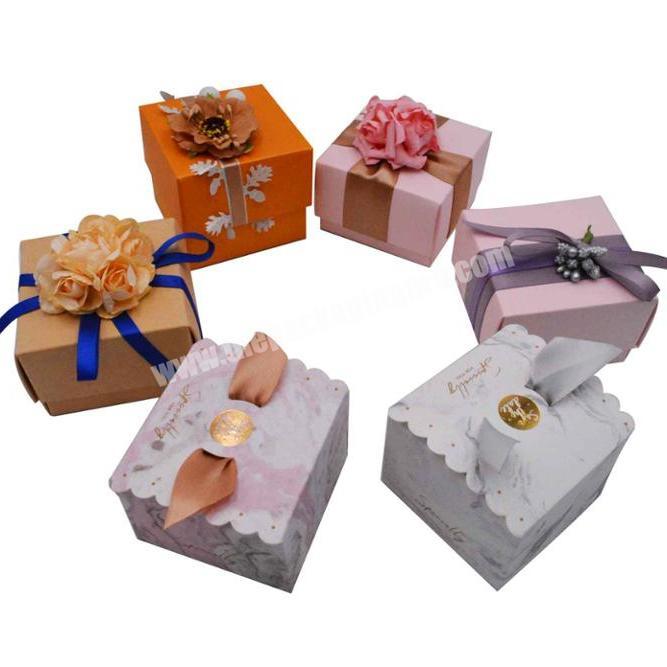 New design luxury handmade wedding favour lid and base cardboard paper gift boxes for Valentine's day anniversary present