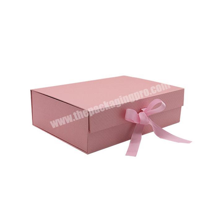 New Design Of Christmas Gift Foldable Lid And Base Paper Packaging Boxes With Stain Ribbon