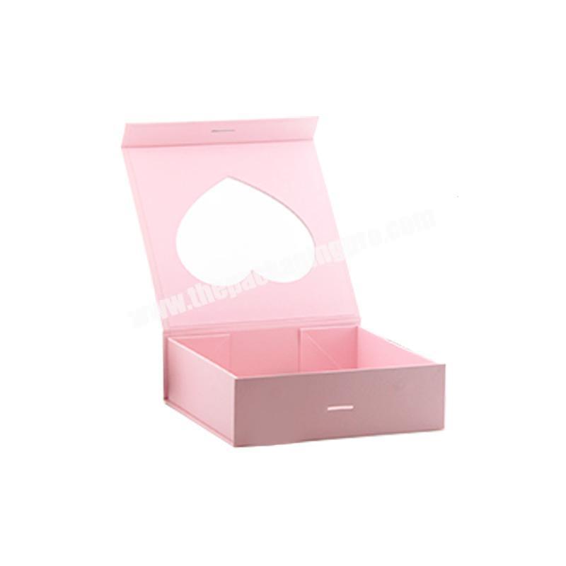 New design paperboard box with PVC clear window rigid lid packaging box for gift flower cosmetics folding box with ribbon