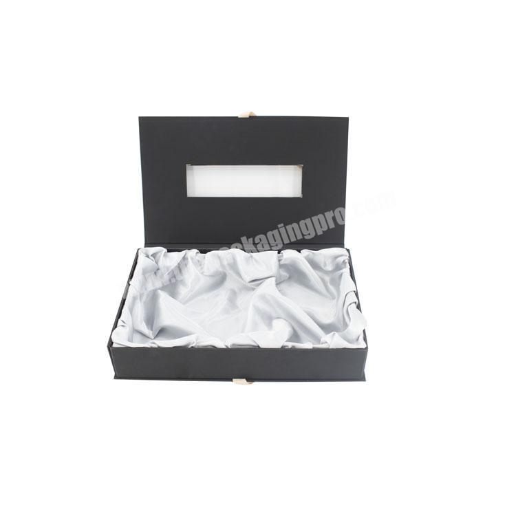 New design recyclable black flip top wig  hair extension window gift packaging custom boxes with ribbon