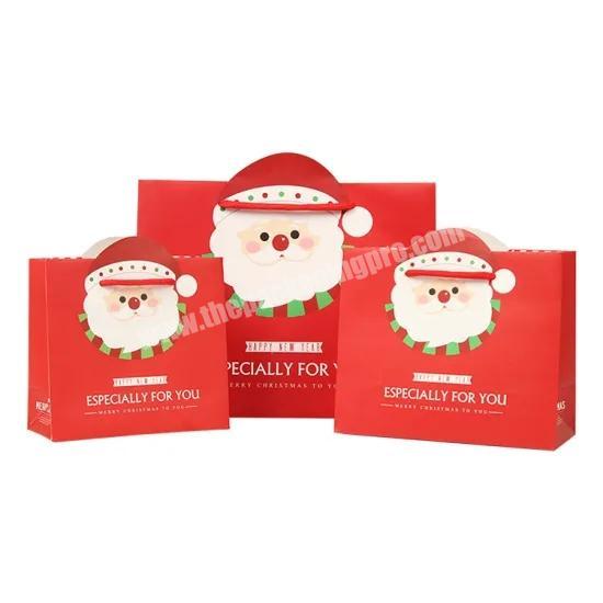 New Design Wholesale High Quality Christmas Gift Paper Packaging Bags with Ribbon Handle