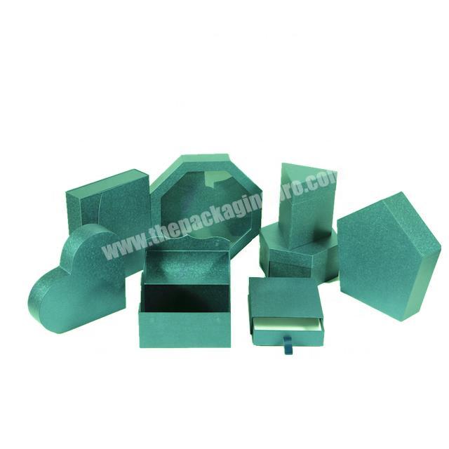 new green square custom jewelry glitter flat gift small packaging boxes