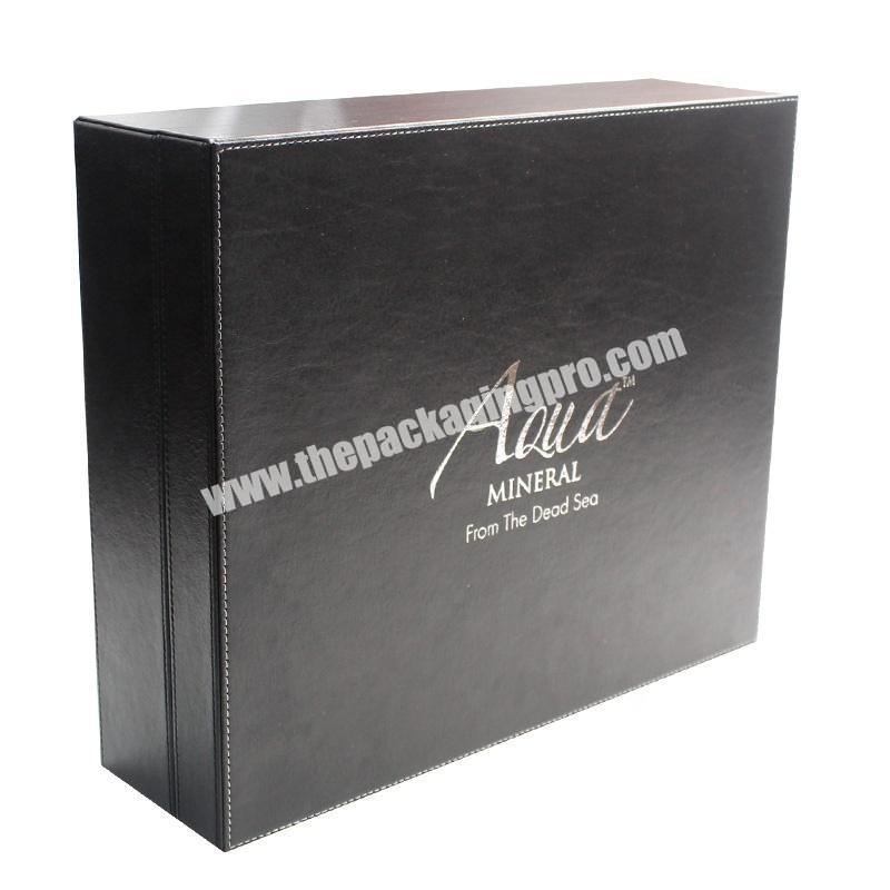 NEW High Quality Black PU PVC Leather mdf Wooden Box For Luxury Gift Skin Care Products