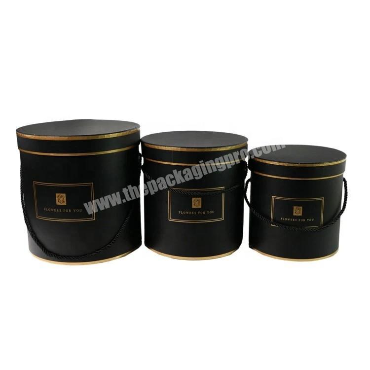 New Launched Cylindrical Cardboard Paper Gift Storage Packaging Box with Cotton Handles for Flowers