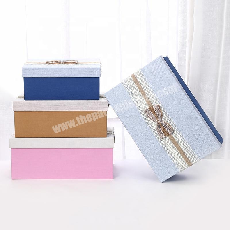 New Luxury custom logo made cardboard clothing gift packaging box with ribbon