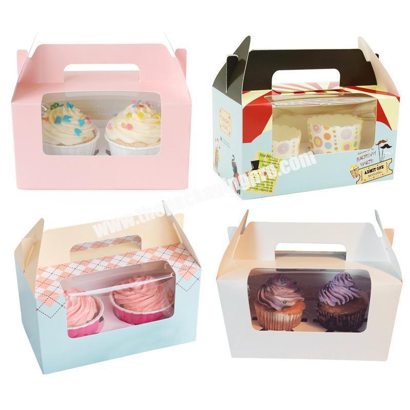 new pattern Custom single Cupcake Packaging box printing with Window for 1-12 cupcake  white paper food grade