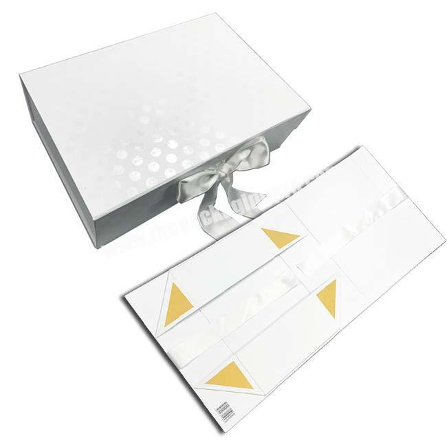New Product HC Packaging Wholesale Custom White Magnetic Boxes Fold Paper Box with ribbon tie