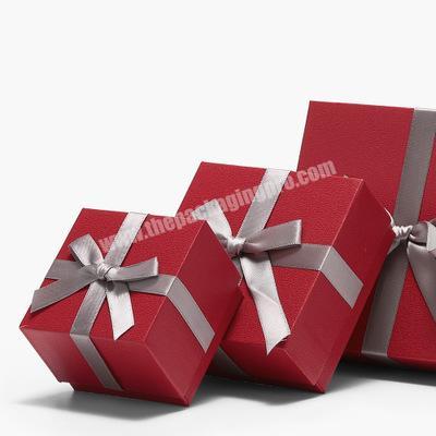 New Product Ribbon Jewelry Packaging Gift Box Paper Packaging Box Jewelry Box Spot Logo Customization