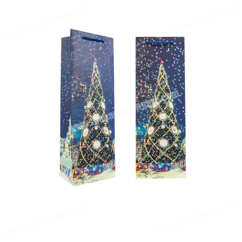 New products christmas paper wine gift bags with string