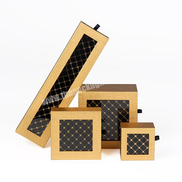 New Products Luxury Paper Jewelry Gift Box with Custom Logo, Custom Gold Color Jewelry Box