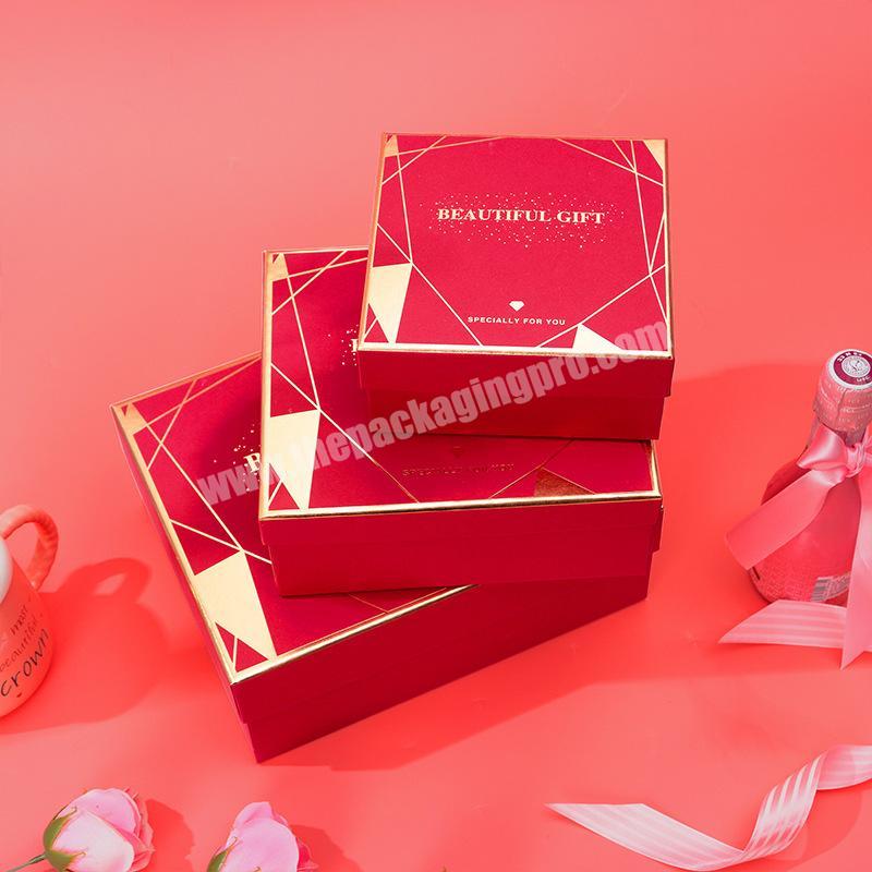 New red wedding gift box jewelry cosmetics gilding gift box