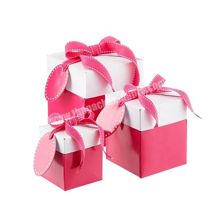 new style  Pink packaging wedding favors gift  box with ribbon