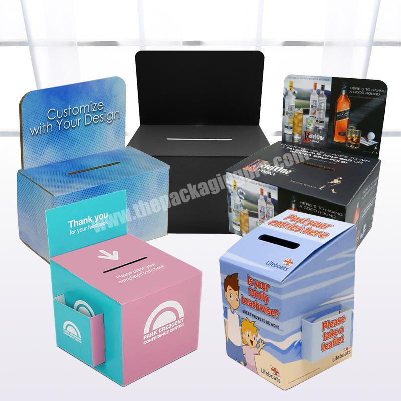 ODM-OEM factory supplier Wholesale Large Display Donation Box Suggestion Ballot Box by corrugated cardboard with lock