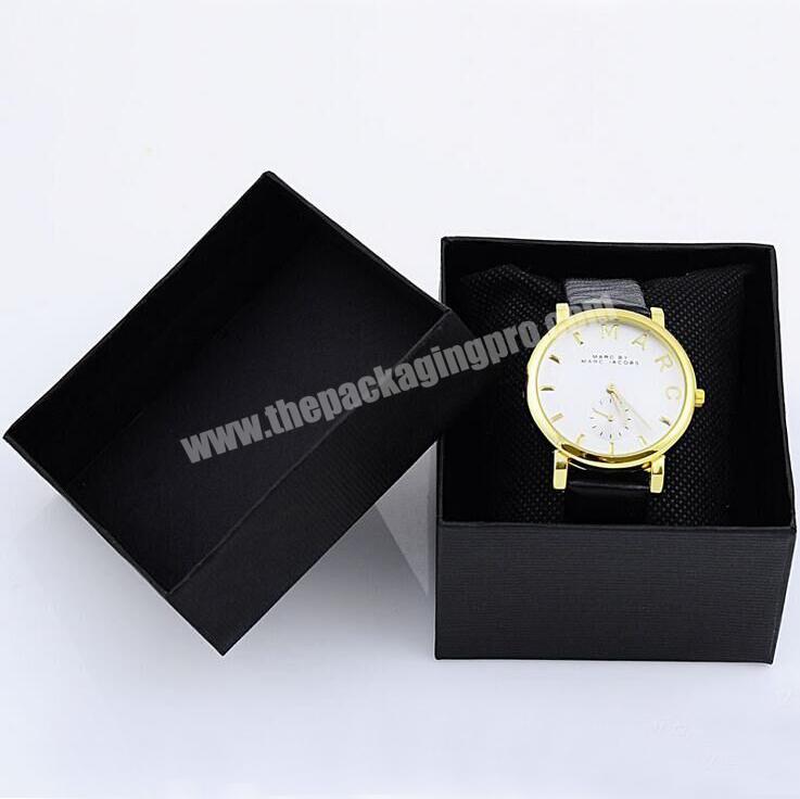 OEM cheap black paper package gift watch box with pillow packing gift boxes