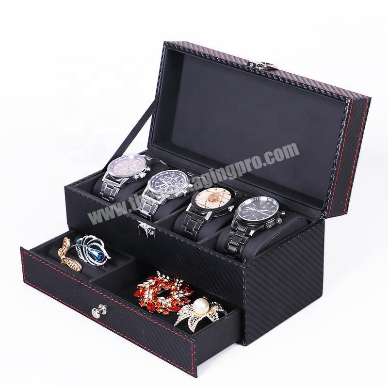 OEM Classic Luxury Double Layers PU Leather Display Gift Watch Box Packaging
